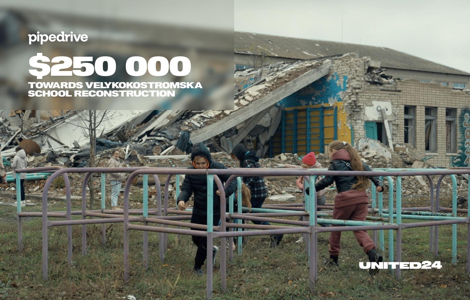 250000 towards the reconstruction of velykokostromska school from the pipedrive sales crm
