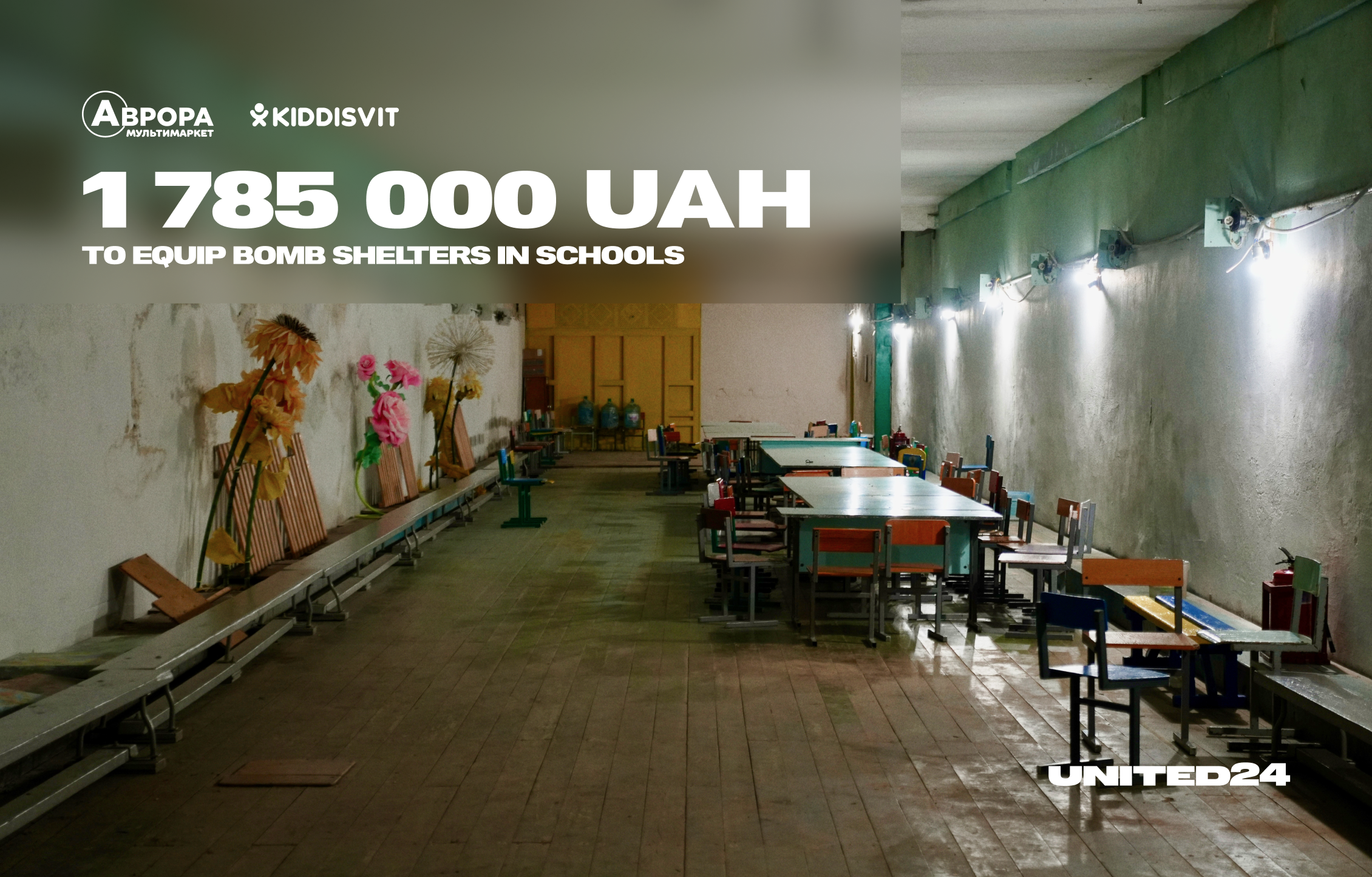kiddisvit and aurora multimarket have donated uah 1785000 to equip bomb shelters in schools