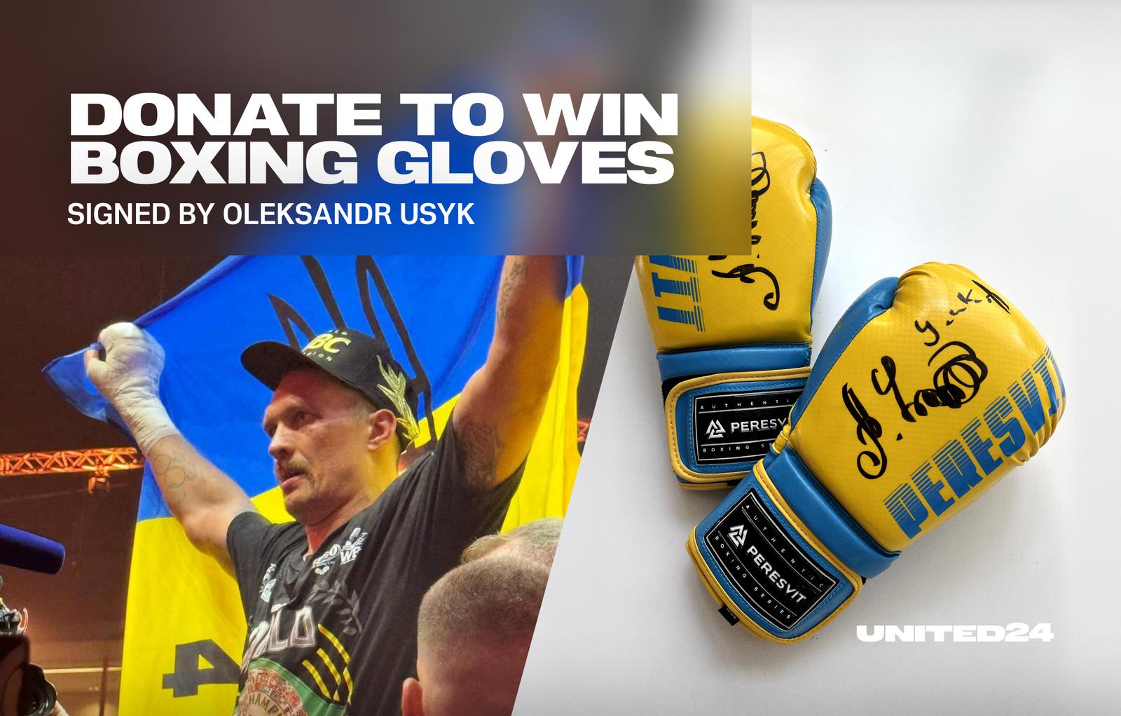 donate to win boxing gloves signed by oleksandr usyk